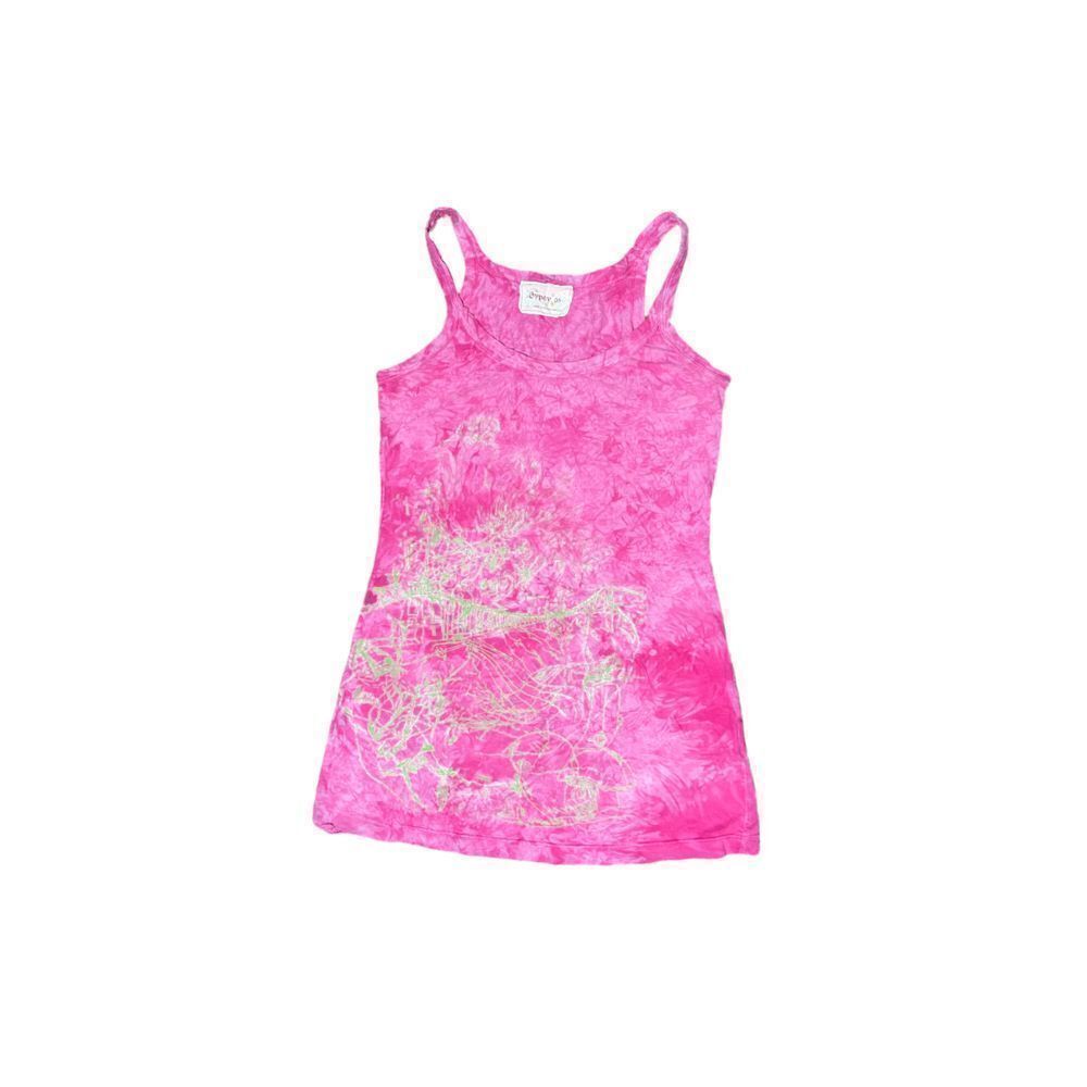 GYPSY 05 PINK TIE‎ DYE BOHO GRAPHIC PRINT TANK TOP M